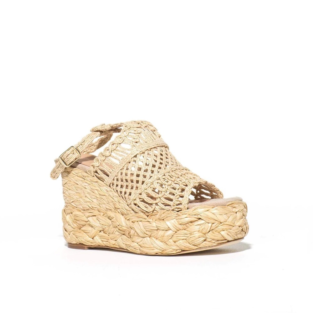 Paloma Barcelo Tan Woven Wedges